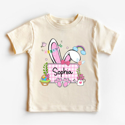 Personalized Plaid Bunny Easter Kid T-Shirt