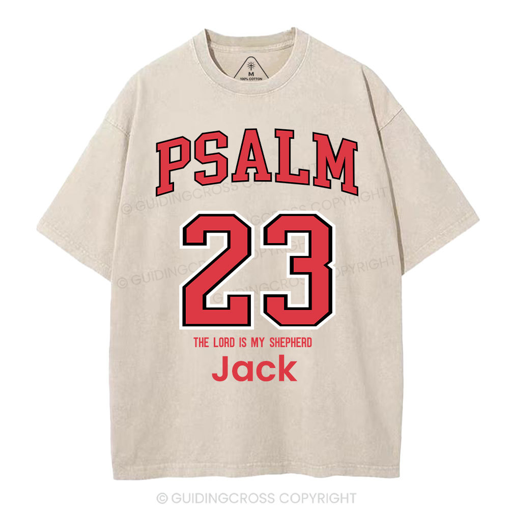 Personalized Psalm 23 Christian Washed T-Shirt