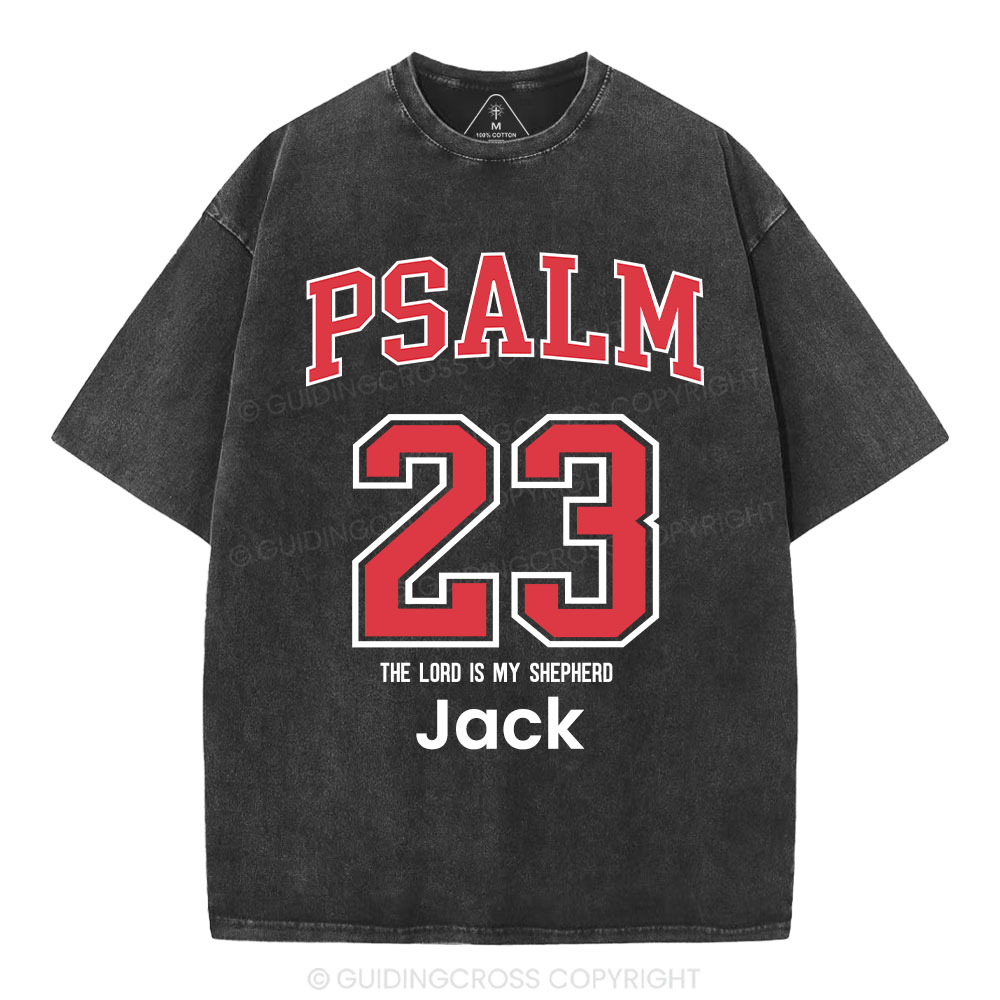 Personalized Psalm 23 Christian Washed T-Shirt