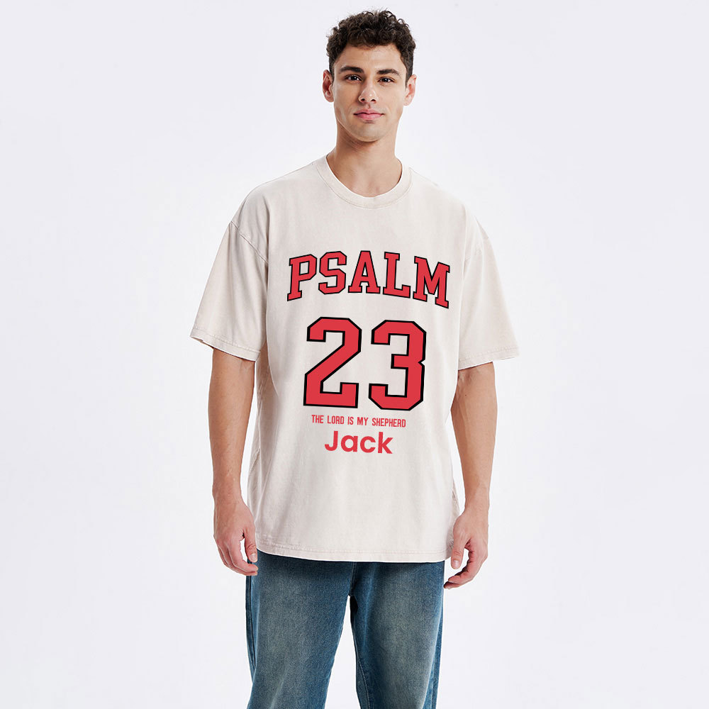 Personalized Psalm 23 Christian Washed T-Shirt