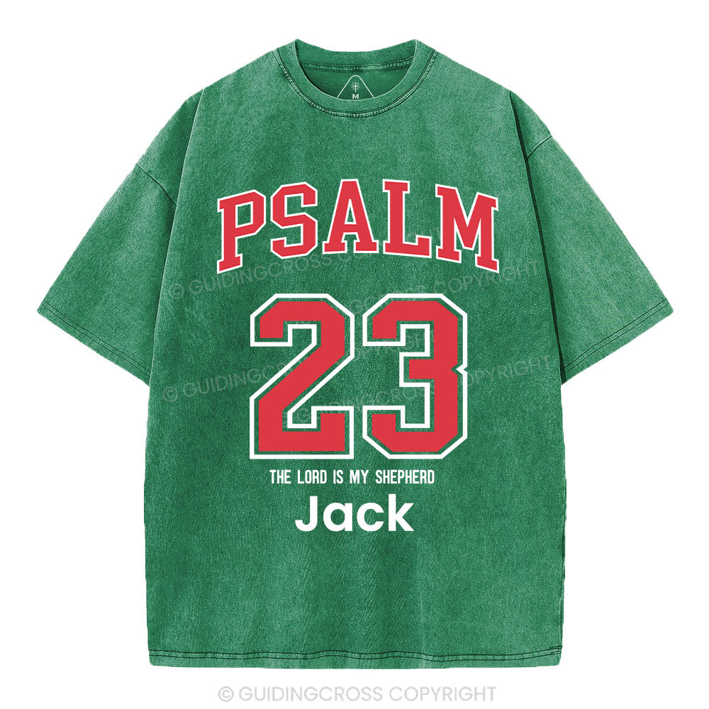 Personalized Psalm 23 Christian Washed T-Shirt