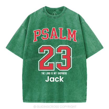 Personalized Psalm 23 Christian Washed T-Shirt