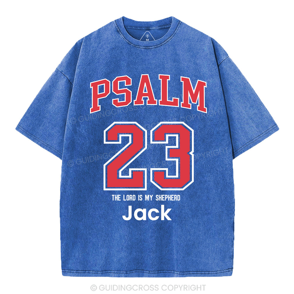 Personalized Psalm 23 Christian Washed T-Shirt