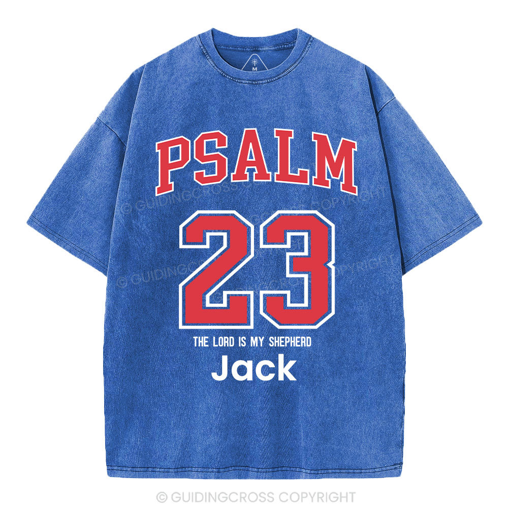 Personalized Psalm 23 Christian Washed T-Shirt
