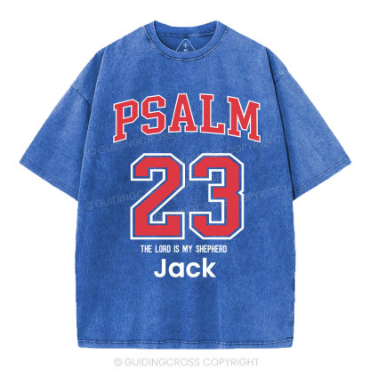 Personalized Psalm 23 Christian Washed T-Shirt