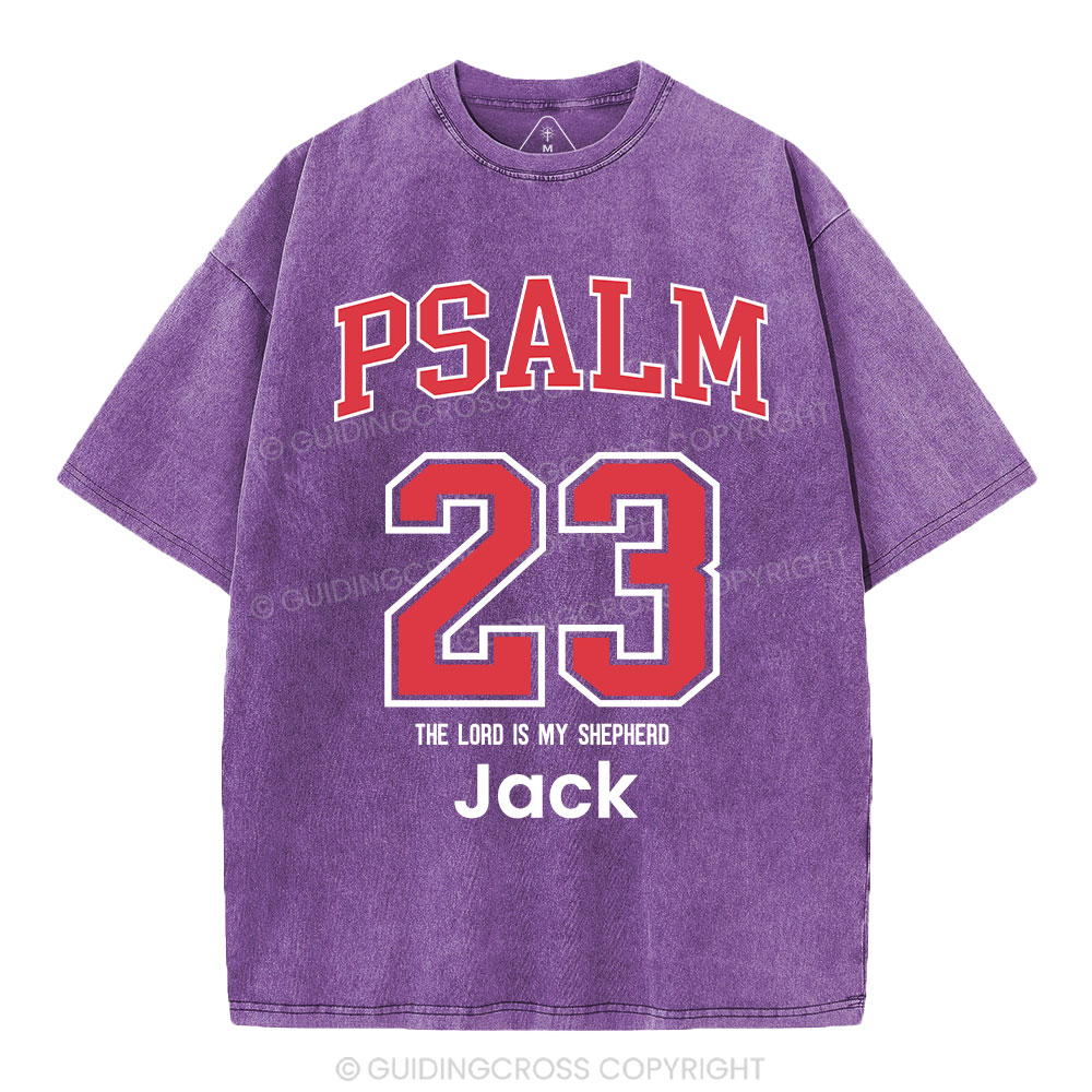 Personalized Psalm 23 Christian Washed T-Shirt