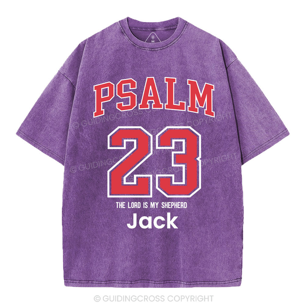 Personalized Psalm 23 Christian Washed T-Shirt