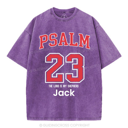Personalized Psalm 23 Christian Washed T-Shirt