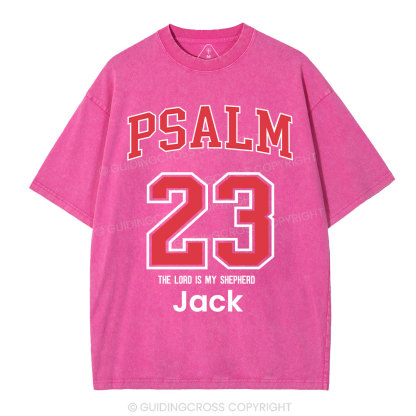 Personalized Psalm 23 Christian Washed T-Shirt