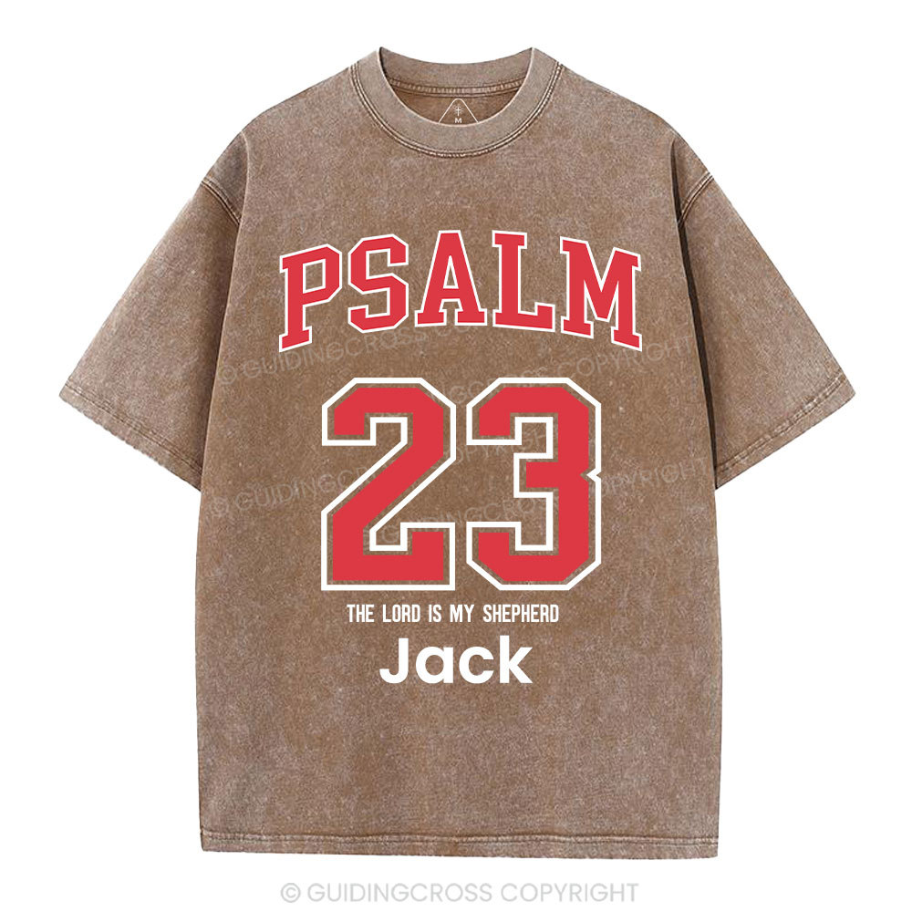 Personalized Psalm 23 Christian Washed T-Shirt