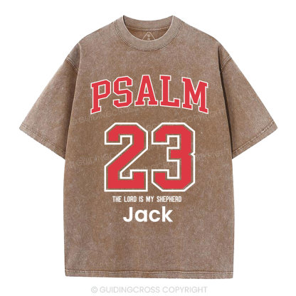 Personalized Psalm 23 Christian Washed T-Shirt