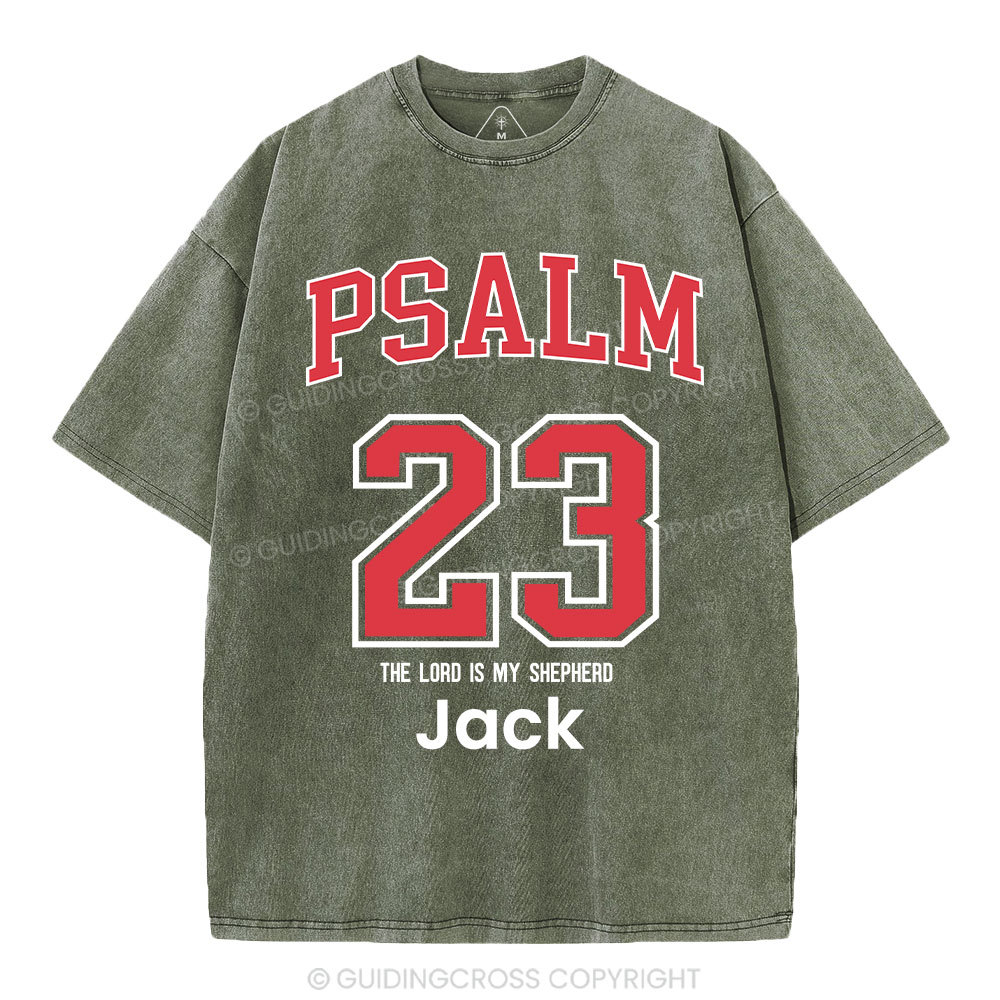 Personalized Psalm 23 Christian Washed T-Shirt