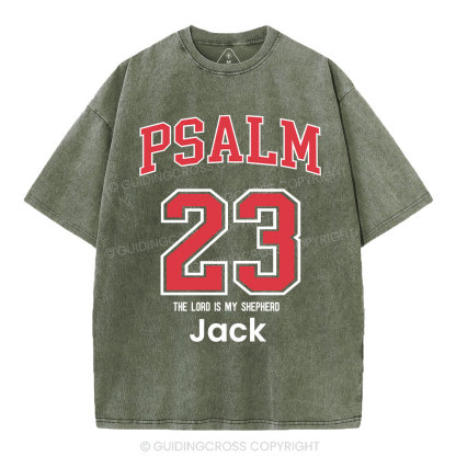 Personalized Psalm 23 Christian Washed T-Shirt