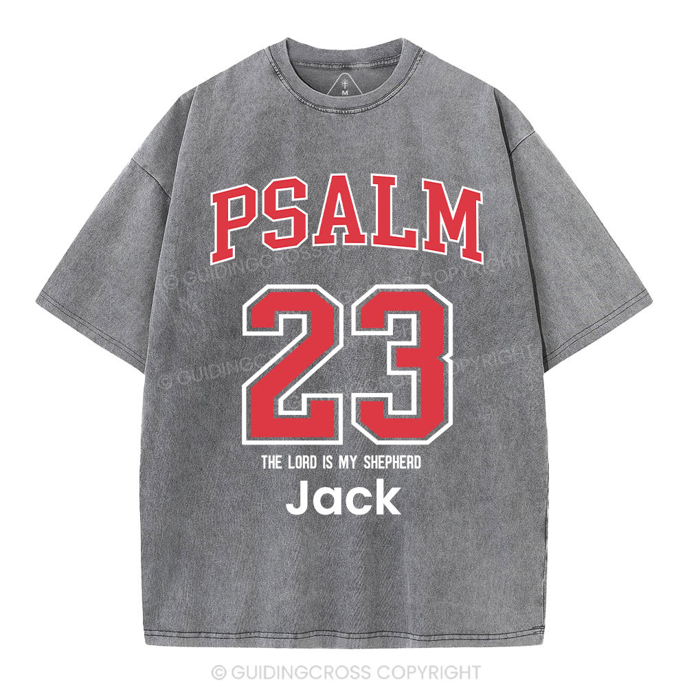 Personalized Psalm 23 Christian Washed T-Shirt