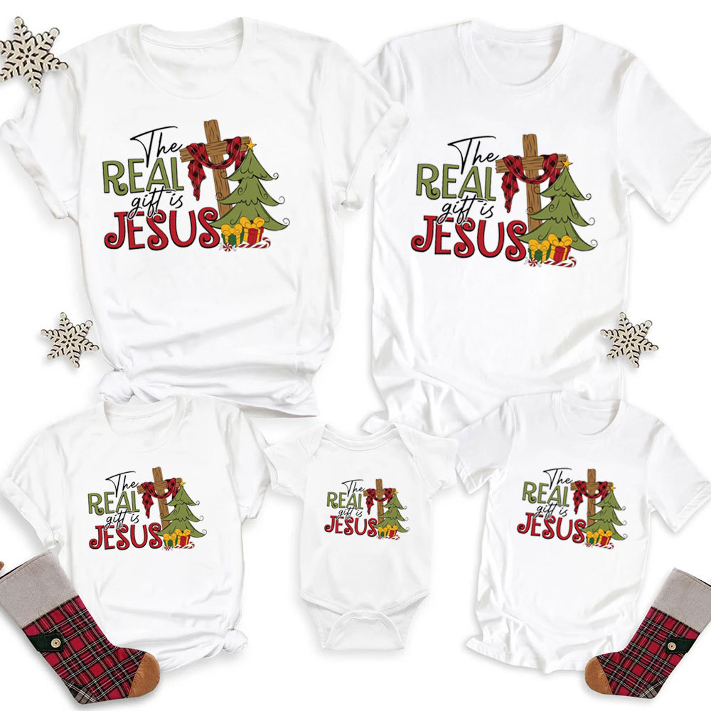 Personalized The Real Gift Is Jesus Christmas Family Matching Shirts
