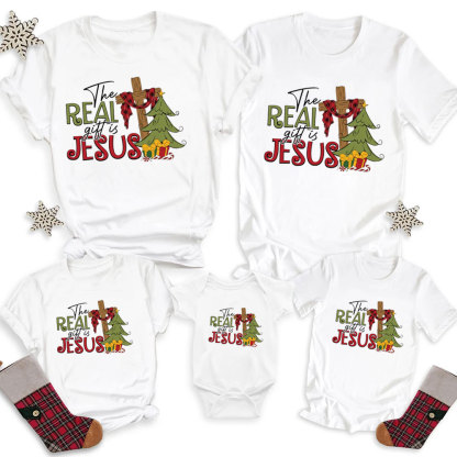 Personalized The Real Gift Is Jesus Christmas Family Matching Shirts