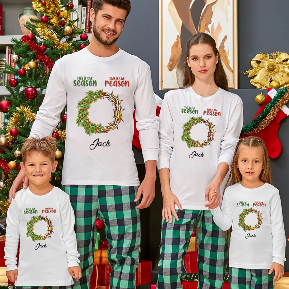 Personalized This Is the Season This Is the Reason Christmas Family Matching Long Sleeve Shirts
