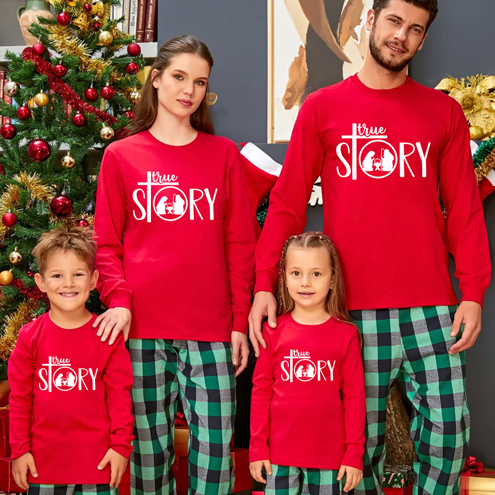 Personalized  True Story Christmas Family Matching Long Sleeve Shirts