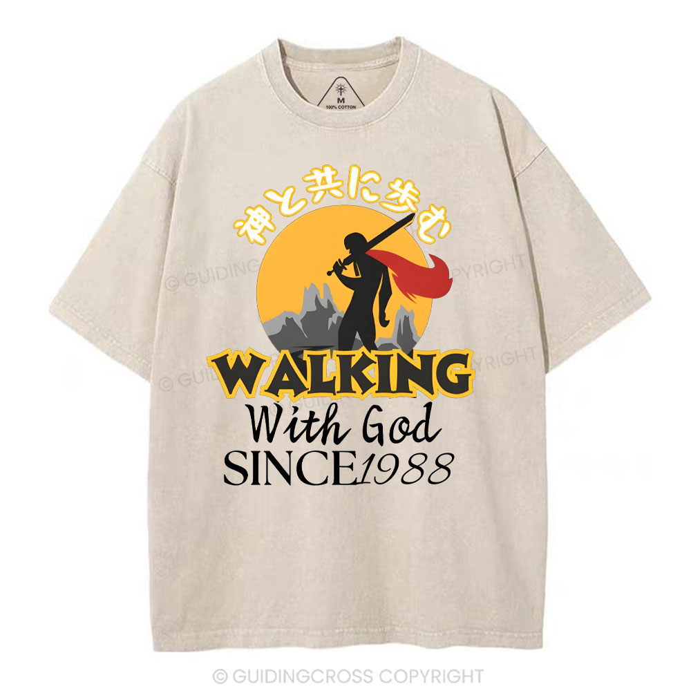 Personalized Walking With God Christian Washed T-Shirt