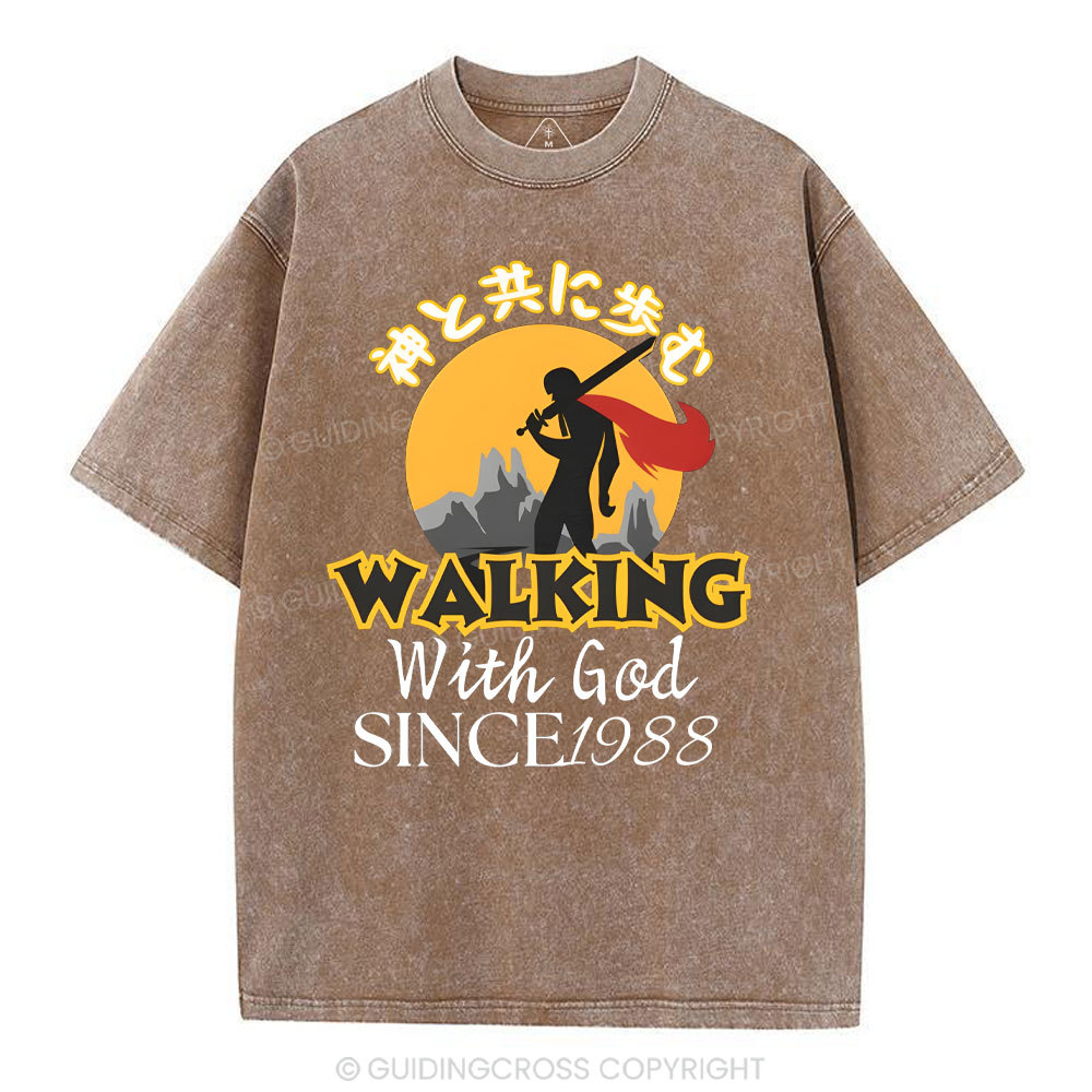 Personalized Walking With God Christian Washed T-Shirt