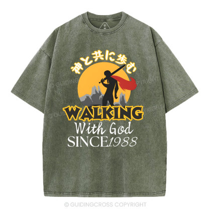 Personalized Walking With God Christian Washed T-Shirt