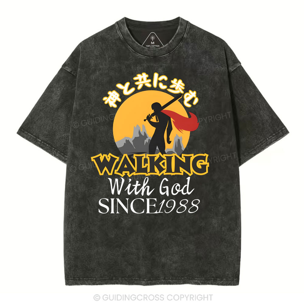 Personalized Walking With God Christian Washed T-Shirt
