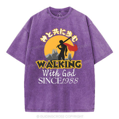 Personalized Walking With God Christian Washed T-Shirt