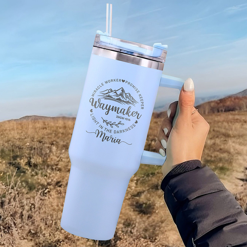Personalized Waymaker Miracle Worker Promise Keeper Isaiah 42:16 Christian 40OZ Tumbler