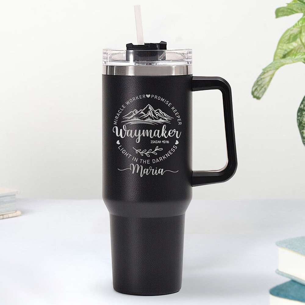 Personalized Waymaker Miracle Worker Promise Keeper Isaiah 42:16 Christian 40OZ Tumbler