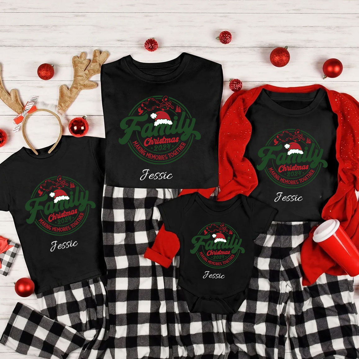 PersonalizedMaking Memories Together Christian Christmas Family Matching Shirts 