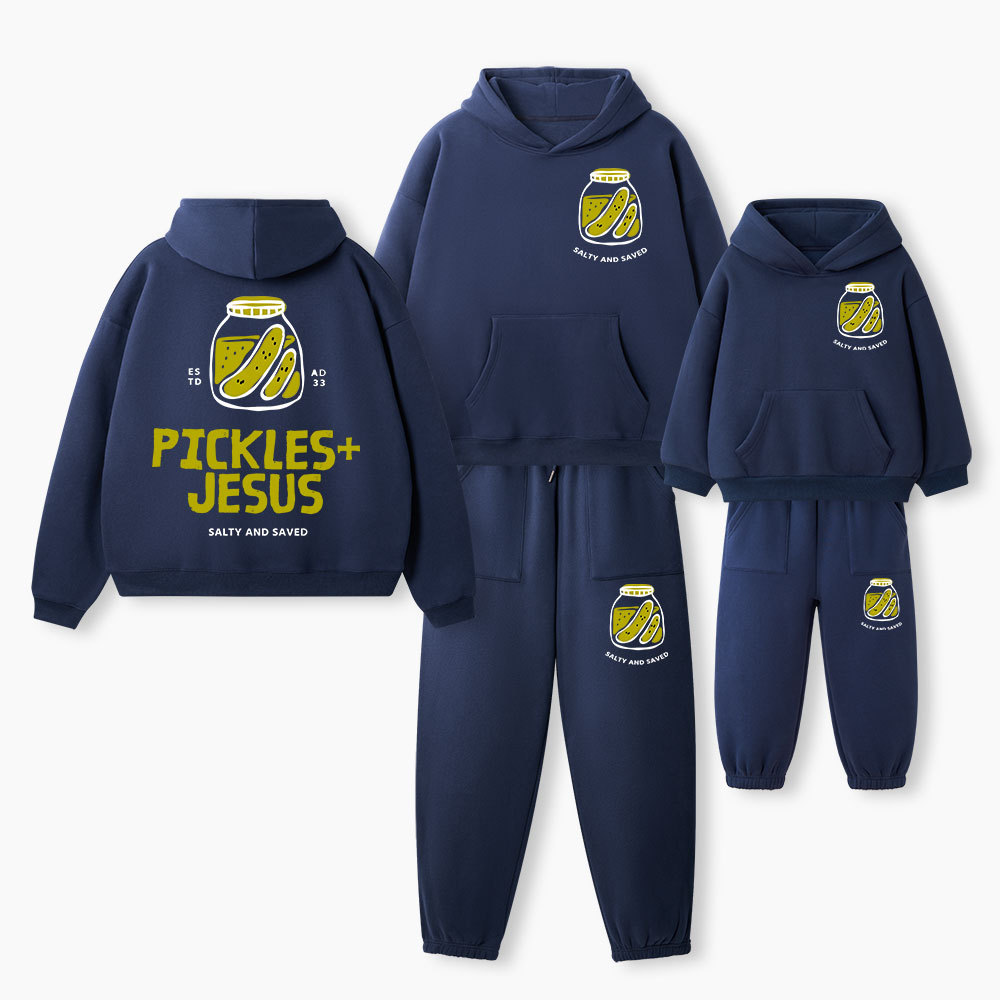 Pickles And Jesus Christian Premium Matching Fleece Hoodie Set