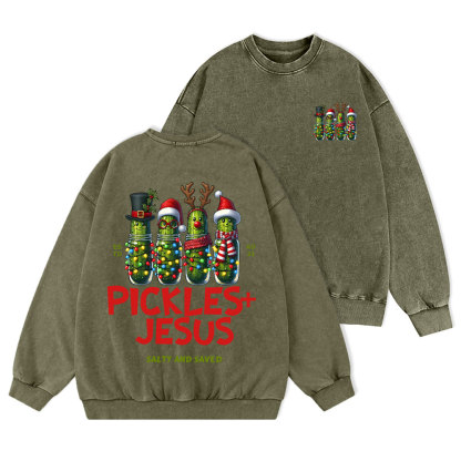 Pickles And Jesus Christian Washed Sweatshirt