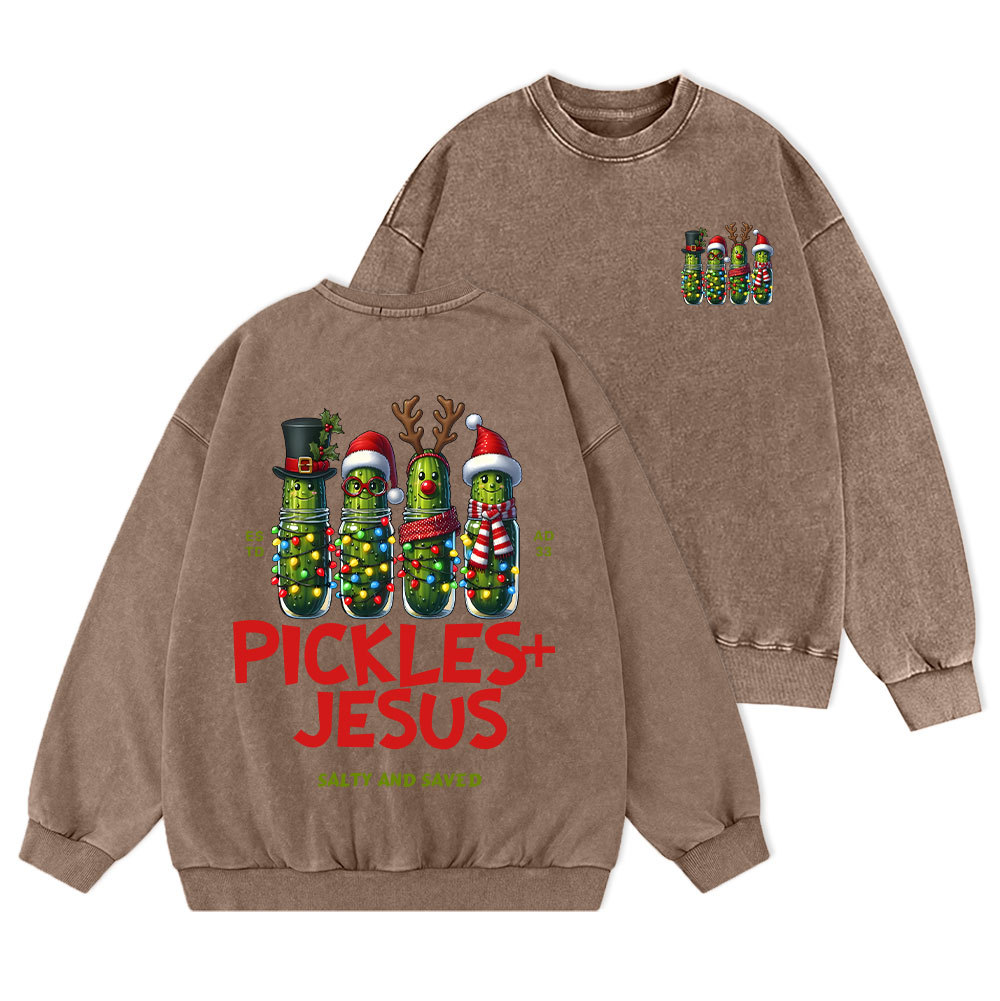 Pickles And Jesus Christian Washed Sweatshirt