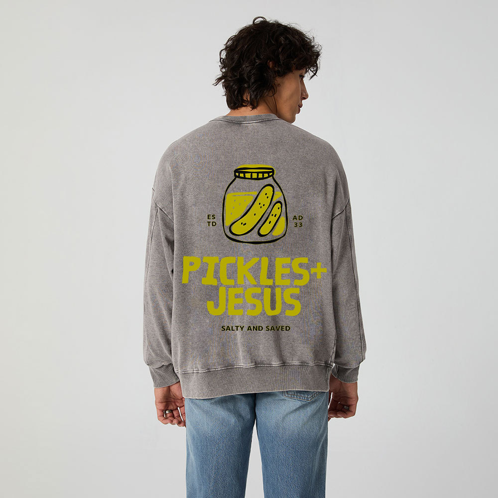 Pickles And Jesus Christian Washed Sweatshirt