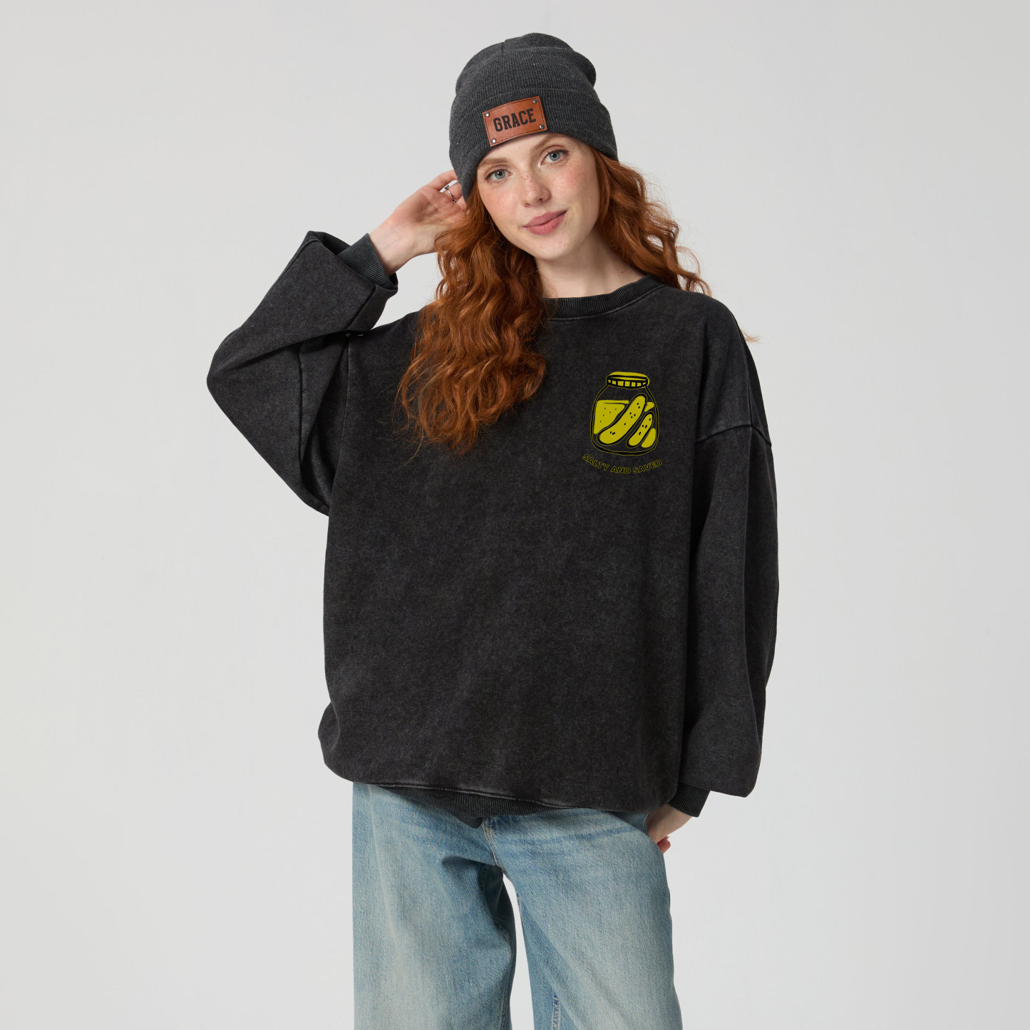 Pickles And Jesus Christian Washed Sweatshirt