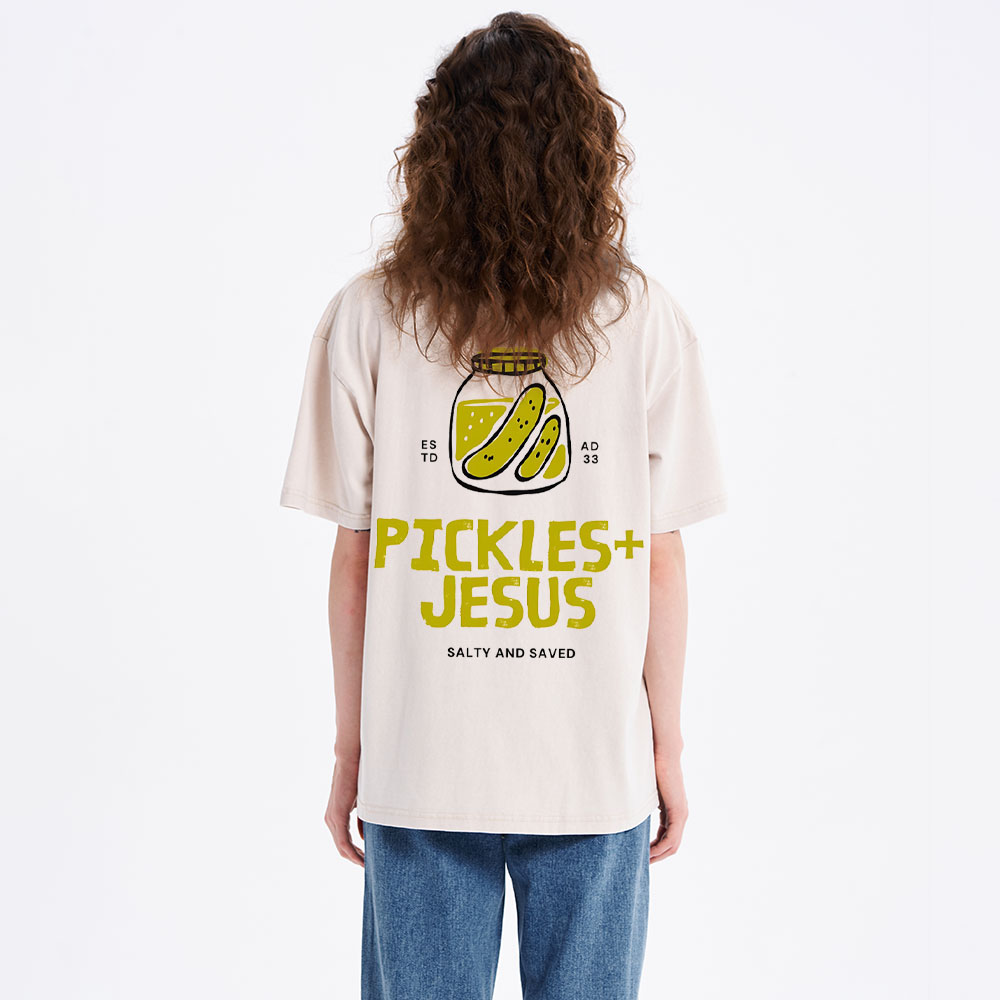 Pickles And Jesus Christian Washed T-Shirt
