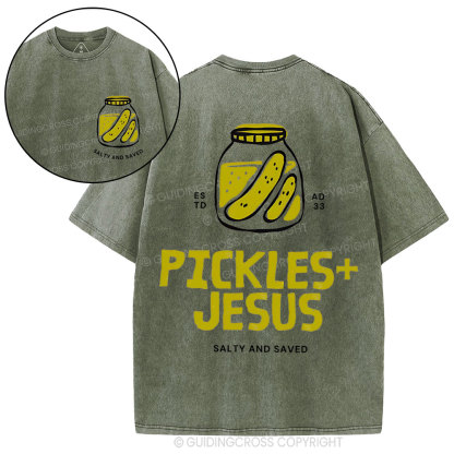 Pickles And Jesus Christian Washed T-Shirt