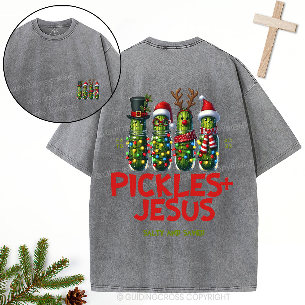 Pickles Jesus Christian Christmas Washed T-Shirt