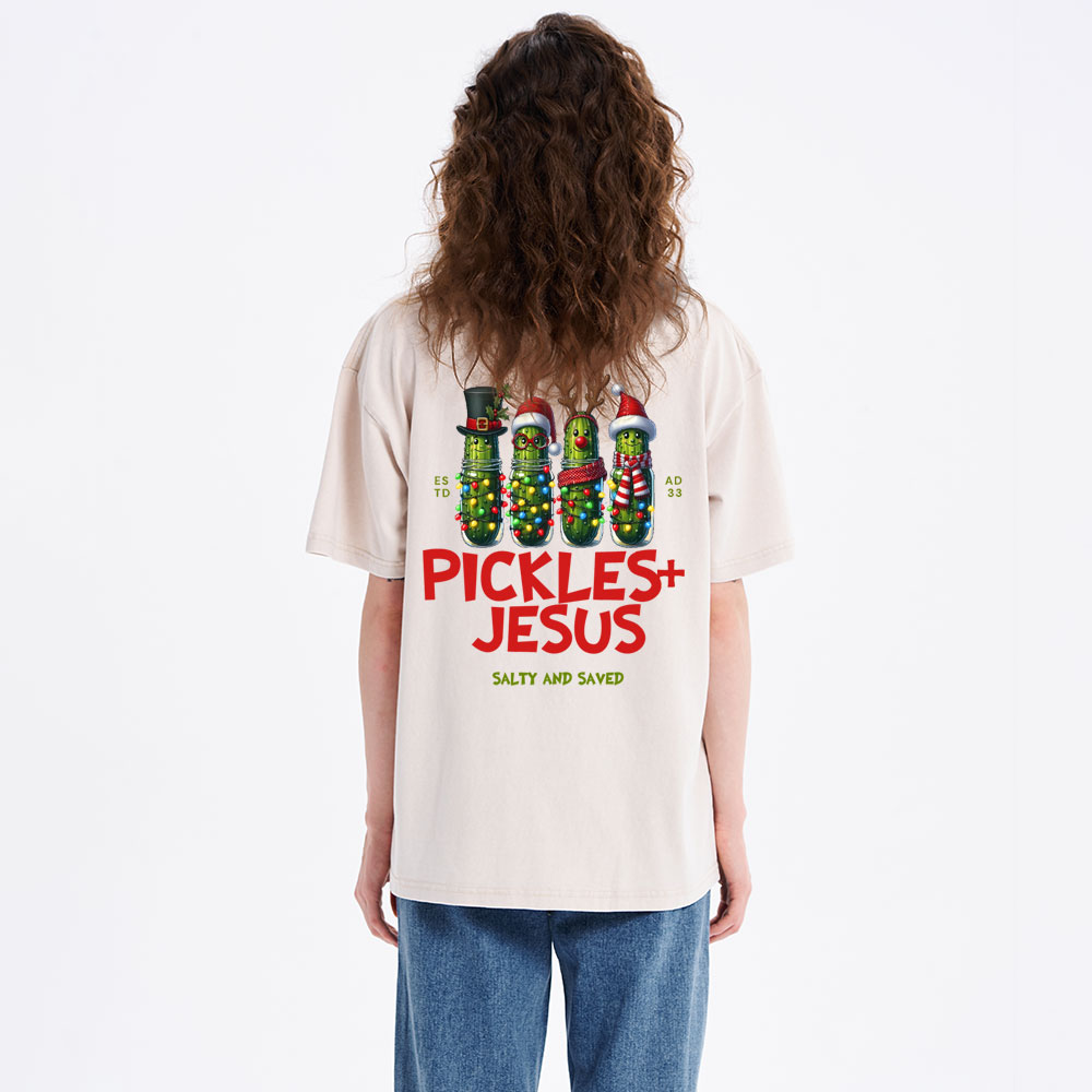 Pickles Jesus Christian Christmas Washed T-Shirt
