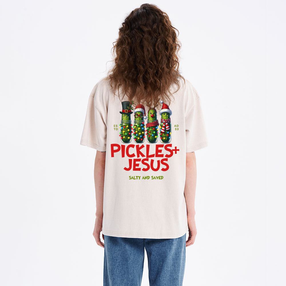 Pickles Jesus Christian Christmas Washed T-Shirt