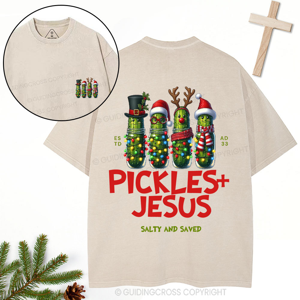 Pickles Jesus Christian Christmas Washed T-Shirt