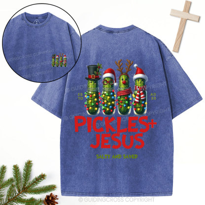 Pickles Jesus Christian Christmas Washed T-Shirt
