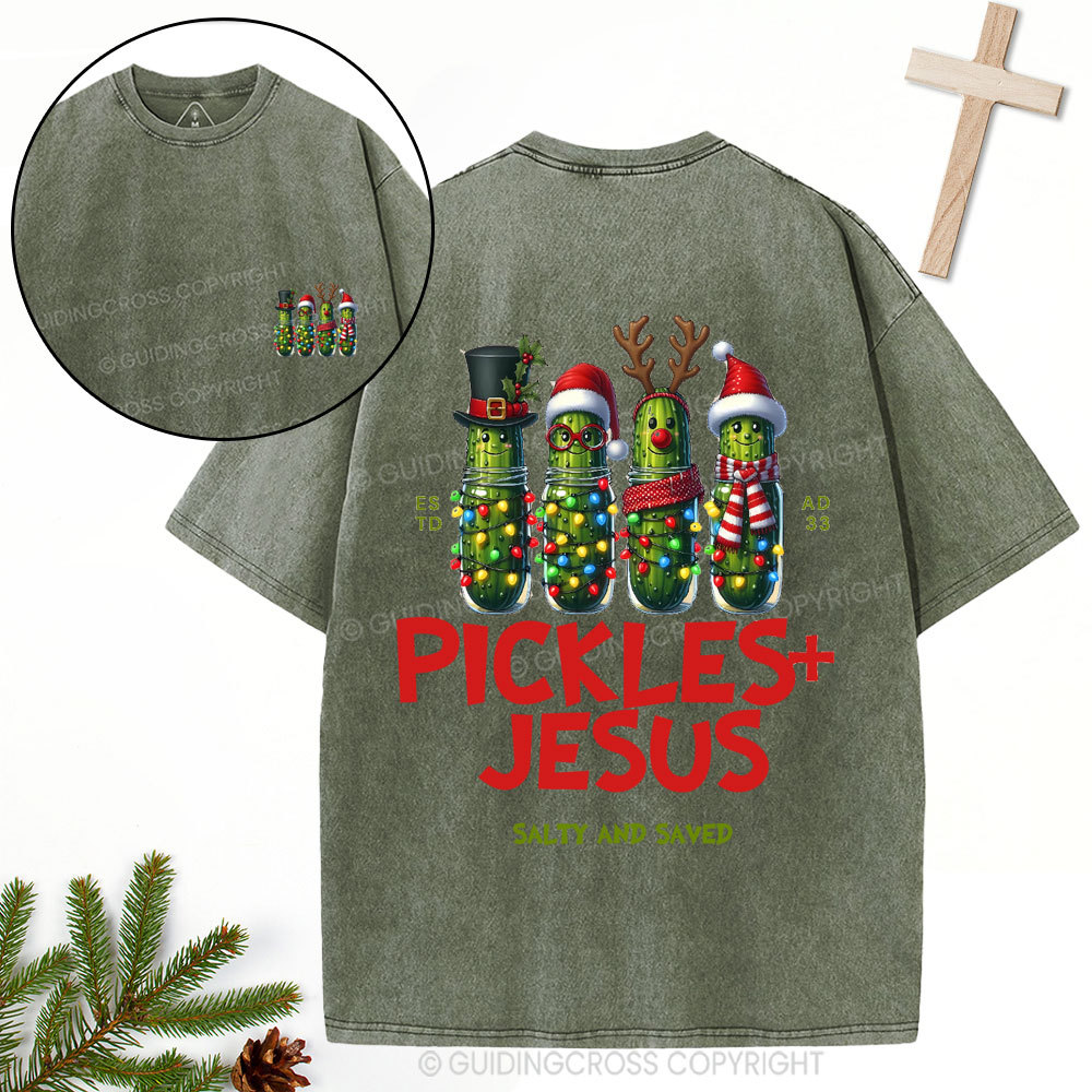 Pickles Jesus Christian Christmas Washed T-Shirt