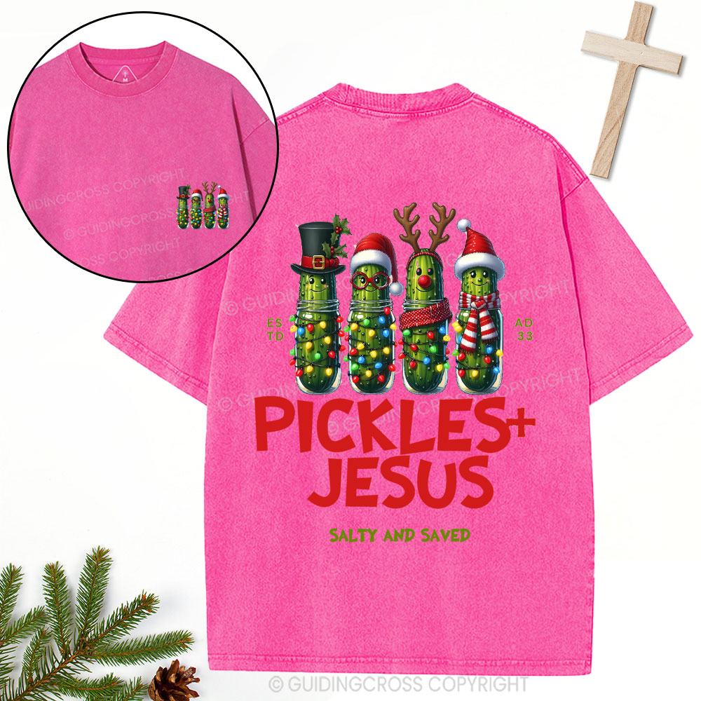 Pickles Jesus Christian Christmas Washed T-Shirt