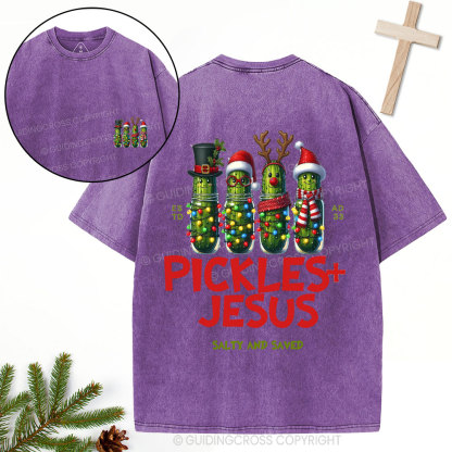 Pickles Jesus Christian Christmas Washed T-Shirt