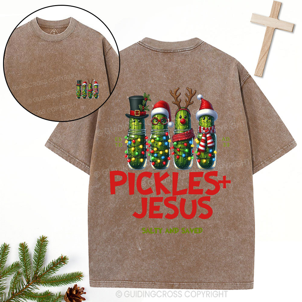 Pickles Jesus Christian Christmas Washed T-Shirt