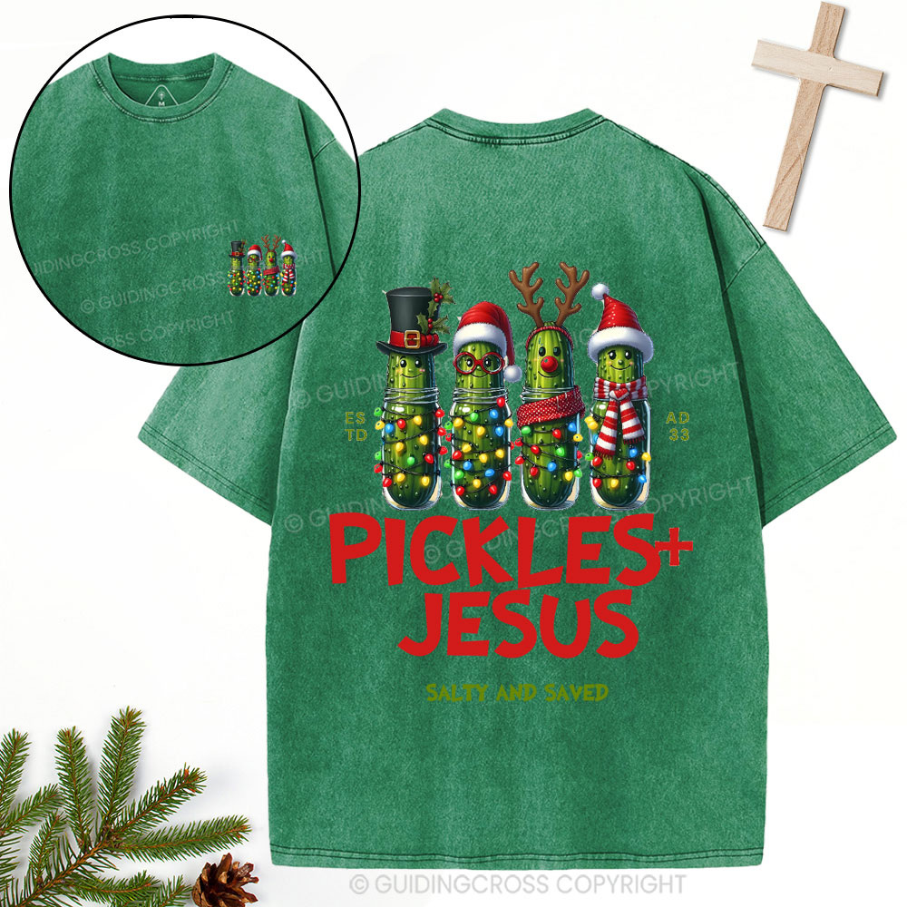 Pickles Jesus Christian Christmas Washed T-Shirt