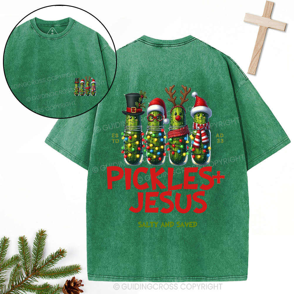 Pickles Jesus Christian Christmas Washed T-Shirt