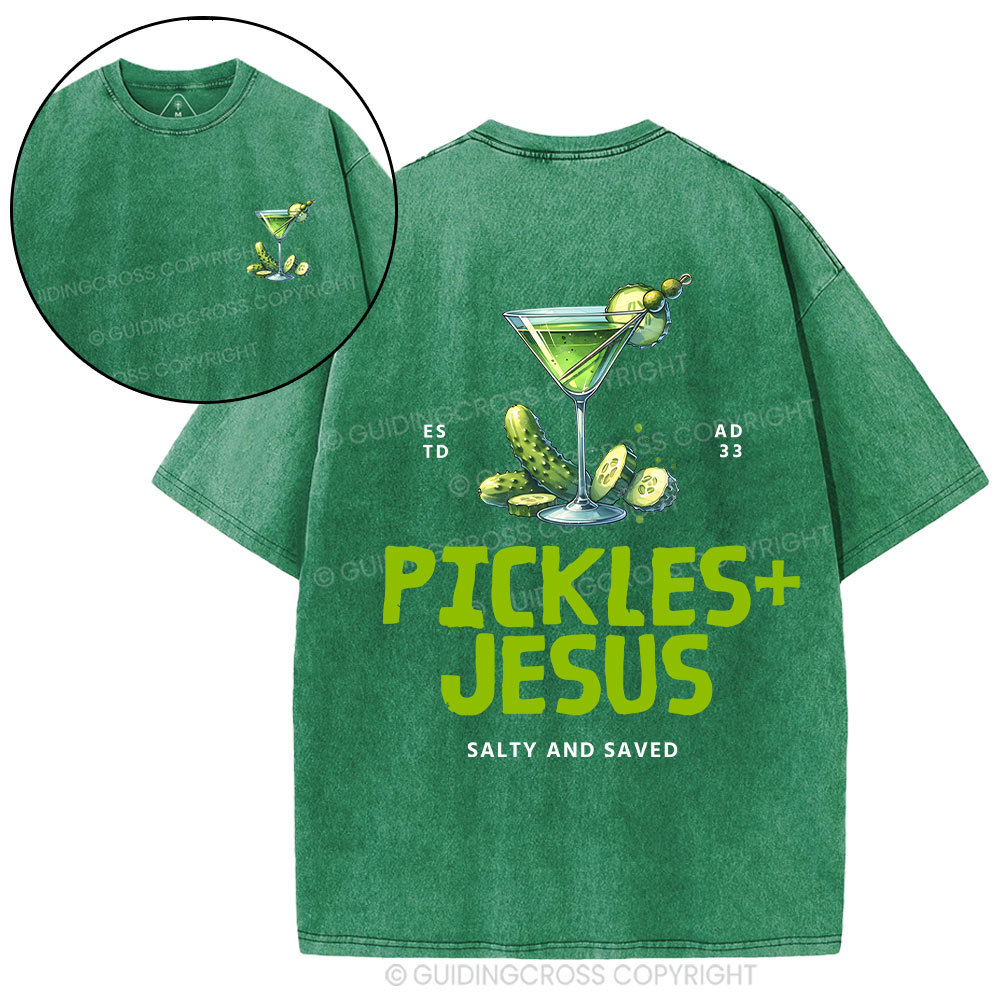 Pickles Jesus Salty And Saved Christian Washed T-shirt