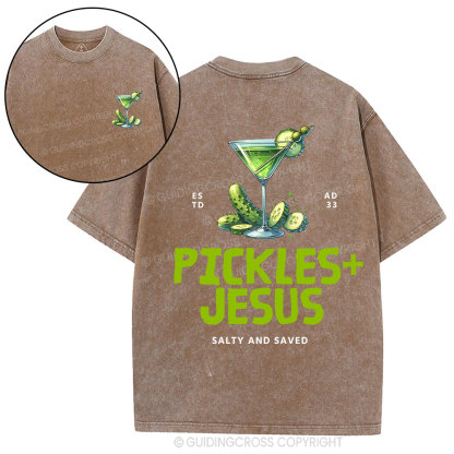 Pickles Jesus Salty And Saved Christian Washed T-shirt
